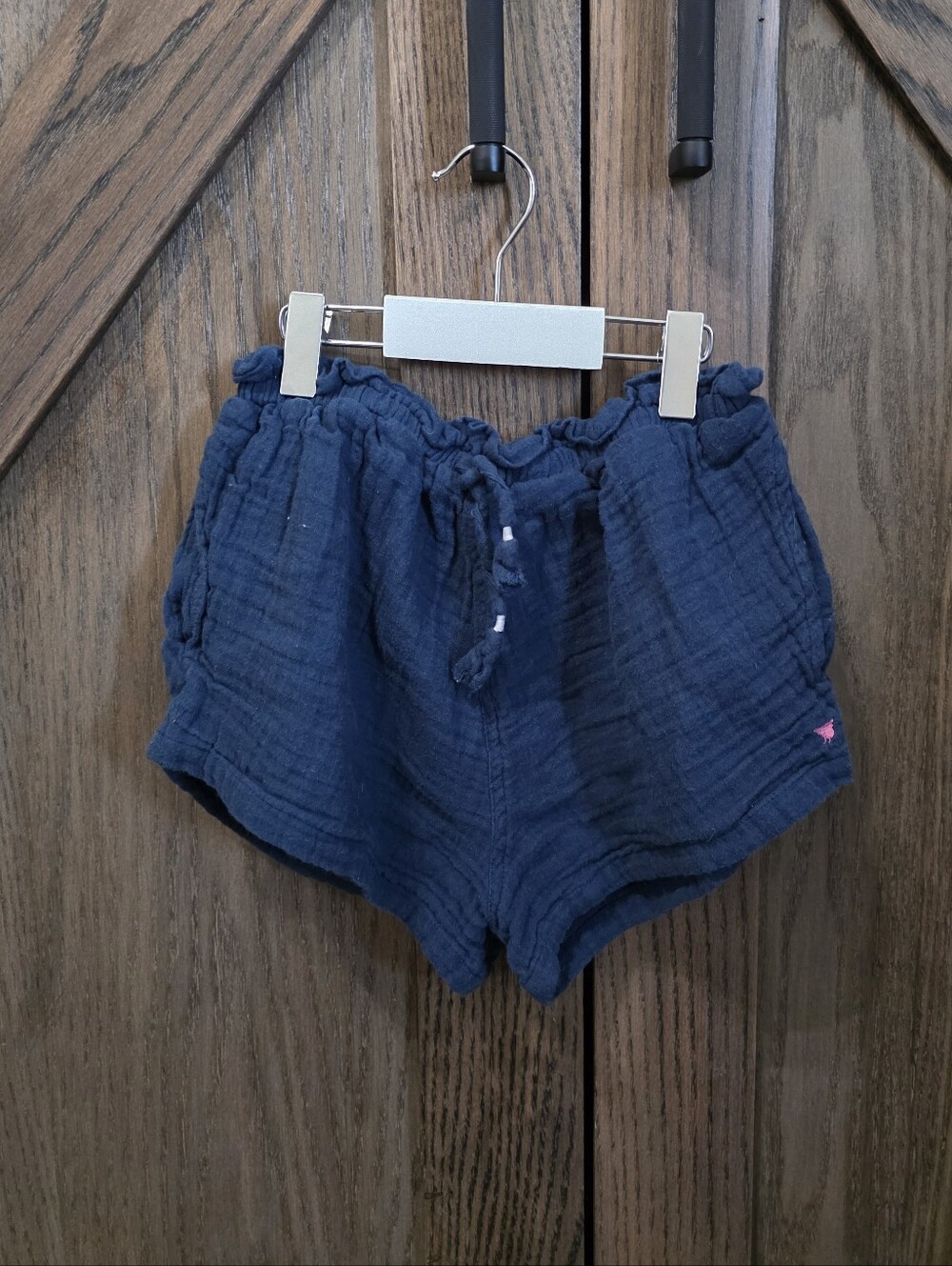Pink Chicken Navy Crinkle Gauze Drawstring Shorts